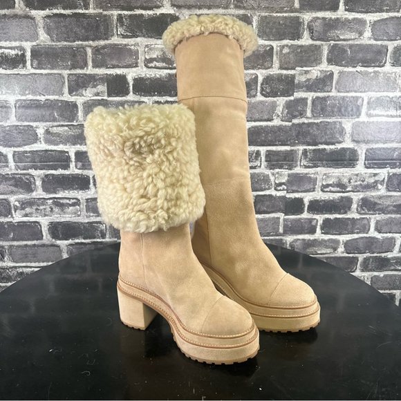 NWOT Cult Gaia Cowhide Suede Sommar fold over Boots - Size 36.5 - Picture 8 of 14